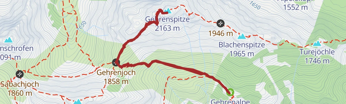 Route map: Gipfelwanderung Gehrenspitze ab Gehrenalpe